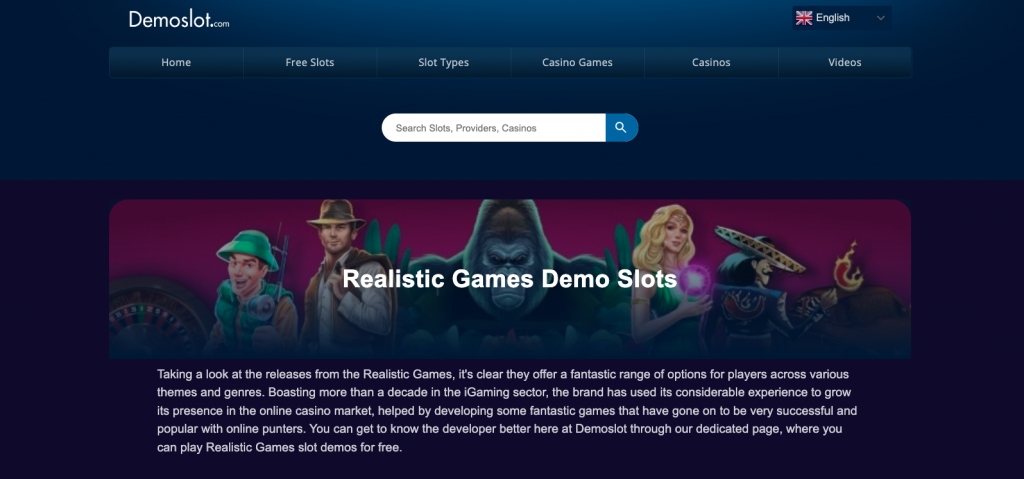 Realistic Games page on Demo Slots